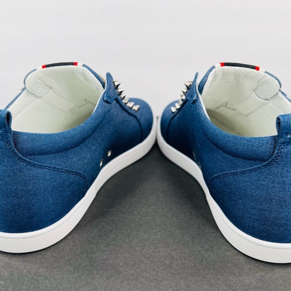 Christian Louboutin F.A.V Fique A Vontade Denim Spike Sneakers EU 38 - US 8 - Picture 5 of 11
